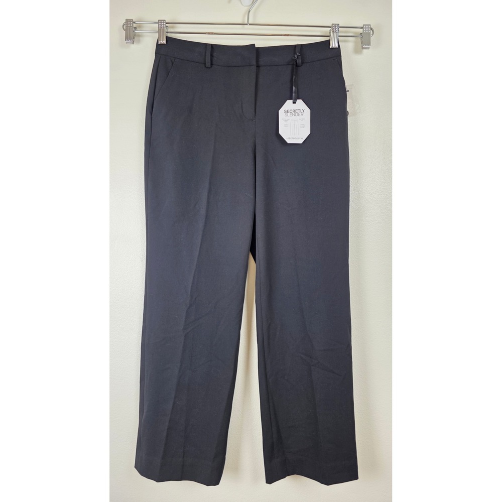 Liz Claiborne Pants Womens 10P Black Secretly Slender Straight Leg Dress Trouser